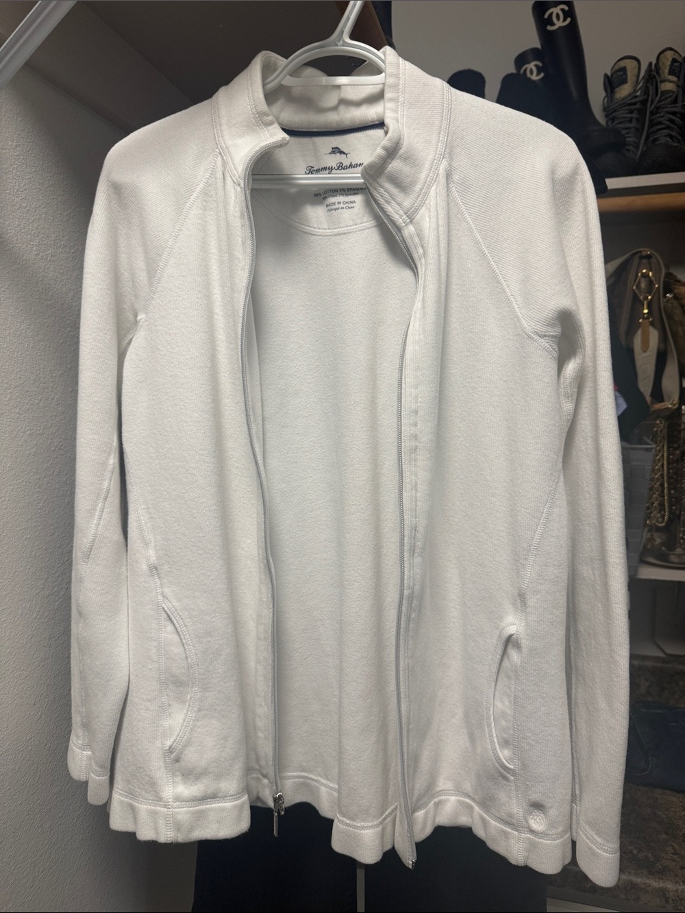 Tommy Bahama Women's White Full-Zip Utility Jacket